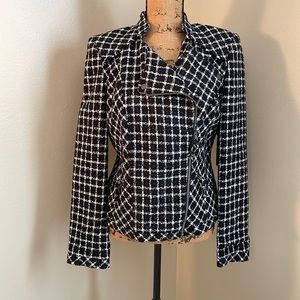 Black and white boucle jacket, Size L, NWT